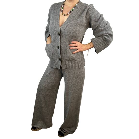 Lisa Yang Danni Cardigan & Sofi Pant Set Grey 100% Cashmere Sz 2 / M $1210 - Picture 2 of 16